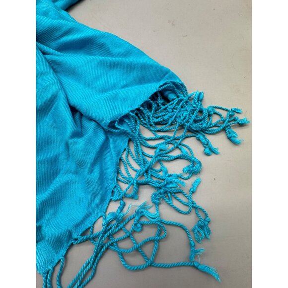 Turquoise Blue Lightweight Fringe Scarf wrap 72x32" READ - Picture 7 of 7
